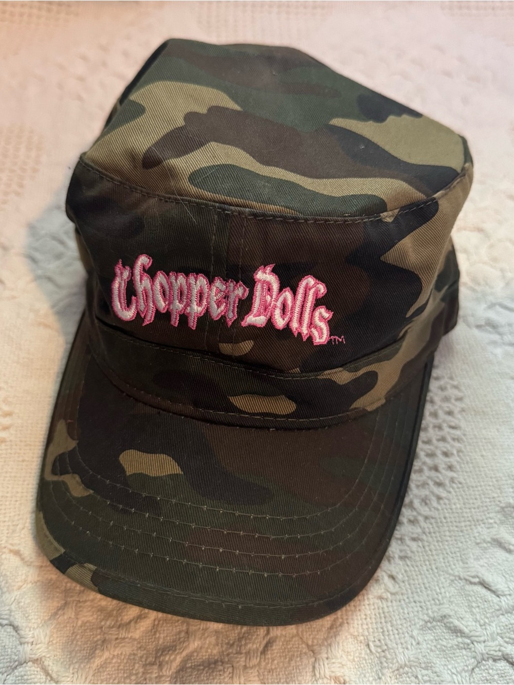 Camo Military Cap with Pink Logo